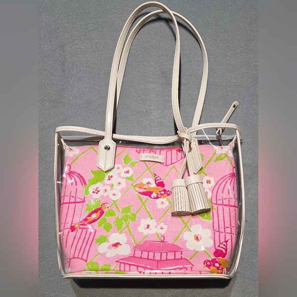 Spartina 449 Handbags - Spartina 449 Pink & White Floral Birdcage Tote EXCELLENT Cond L:13 H:10